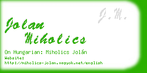 jolan miholics business card